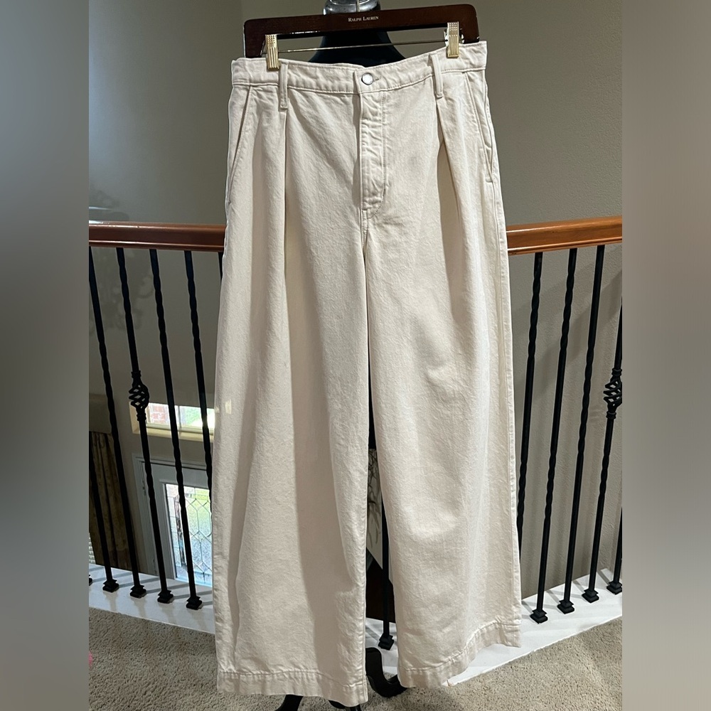 Cream HIGH RISE RELAXED Wide-Leg PREMIUM DENIM by BANANA REPUBLIC SIZE 30 - Picture 4 of 14
